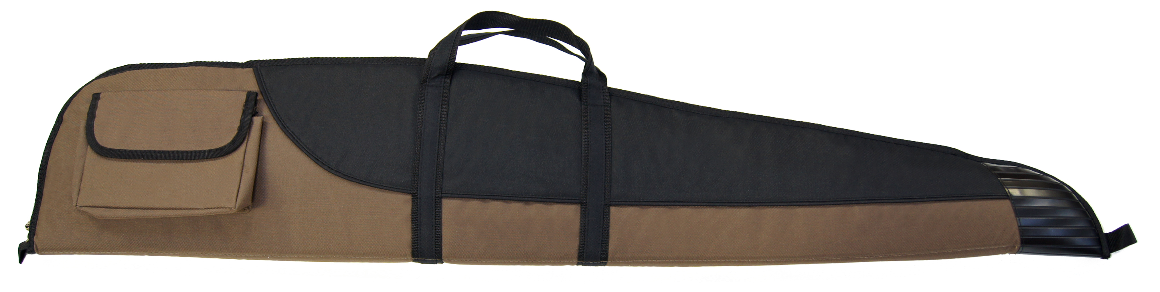 Gewehrtasche Braun / Schwarz mit Öse ; Kunstlederbesatz