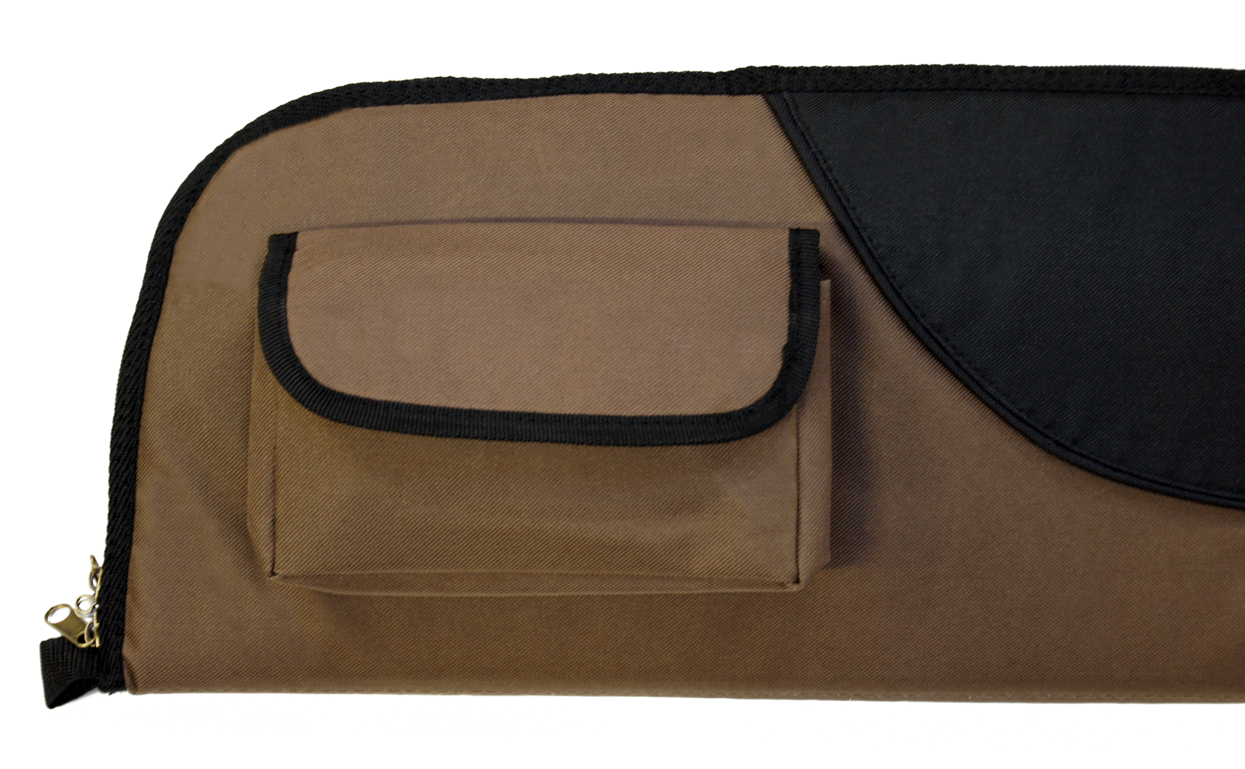 Gewehrtasche Braun / Schwarz mit Öse ; Kunstlederbesatz