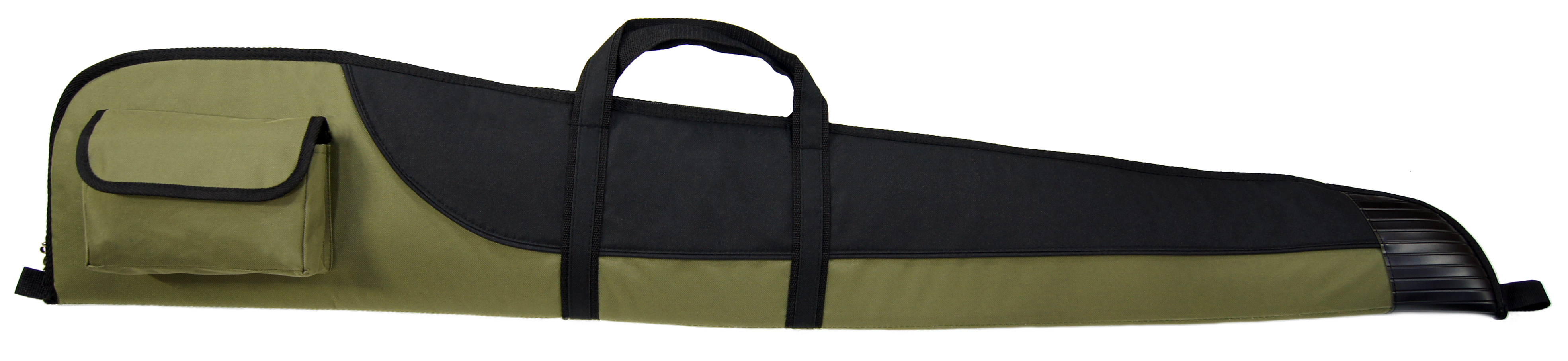 Gewehrtasche Grün / Schwarz mit Öse ; Kunstlederbesatz
