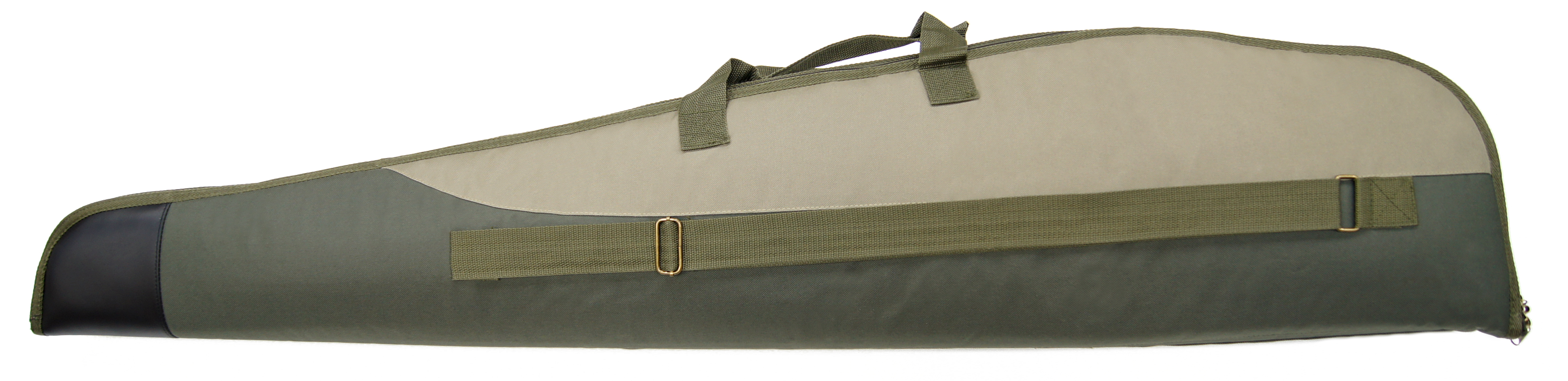 Gewehrtasche Oliv / Hellgrün m. 2 Taschen u. Kunstlederbesatz