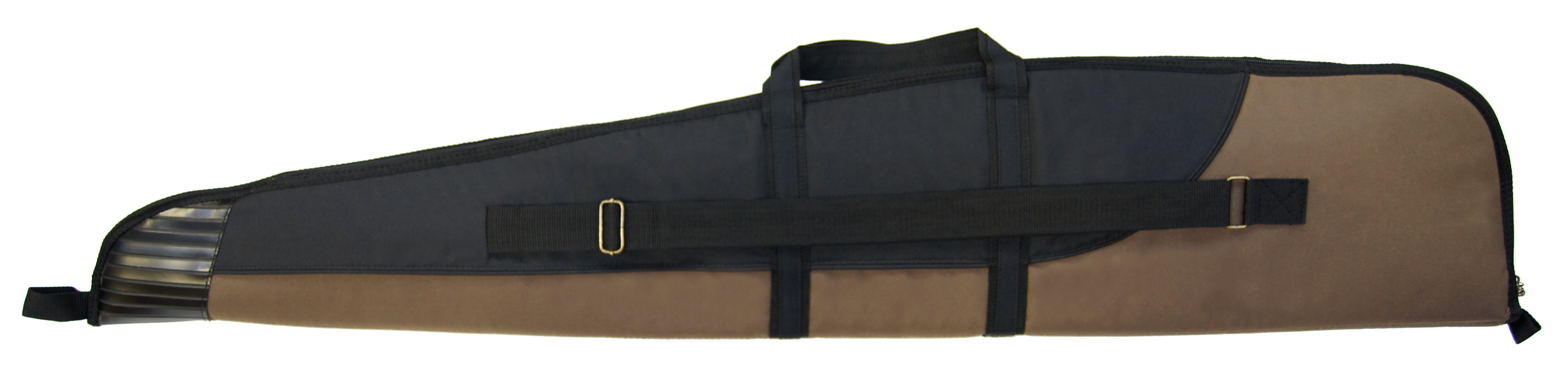 Gewehrtasche Braun / Schwarz mit Öse ; Kunstlederbesatz